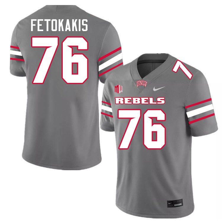#76 Chrysanthos Fetokakis UNLV Rebels College Football Jersey Stitched-Grey